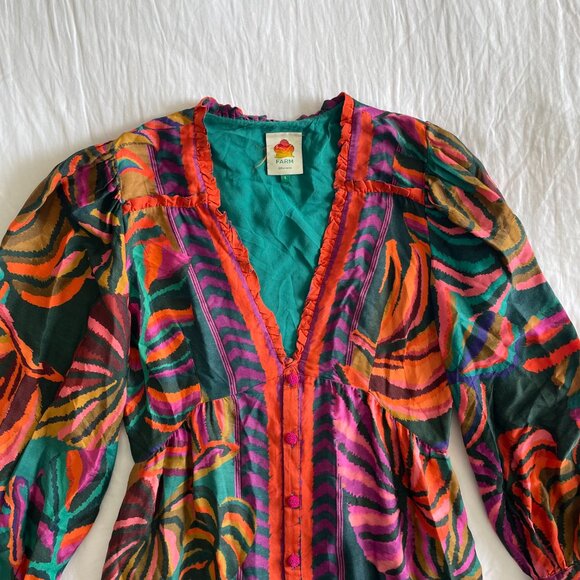 Farm Rio Colorful Foliage Mini Dress (sz L) - Picture 6 of 12